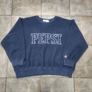 Vintage 90s Pepsi Cola Men's XL Embroidered Soda Fleece Crewneck Sweatshirt